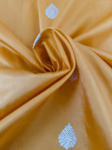 Banarasi Katan Silk Saree | Kadwa weave | Yellow | Handwoven | Silk Mark Certified | Ships from California